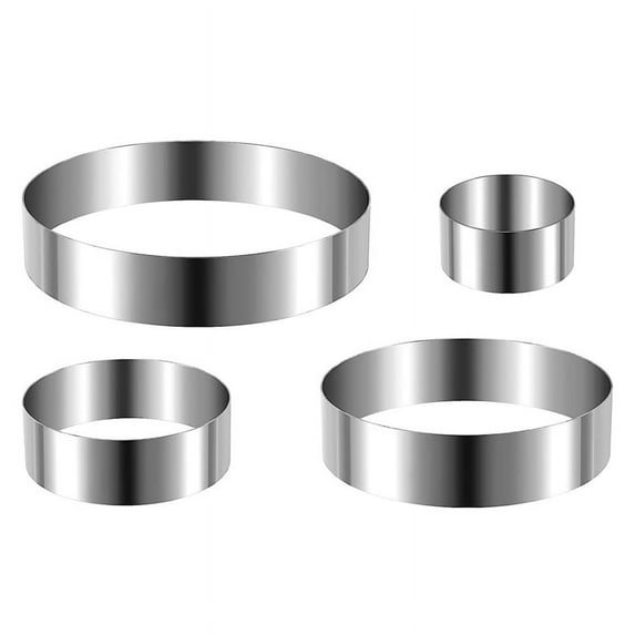 Round Cake Ring Set 4/6/8/10 Inch Biscuit Cutter Circle Cookie Cake Mold Stainless Steel Pastry Ring for Baking