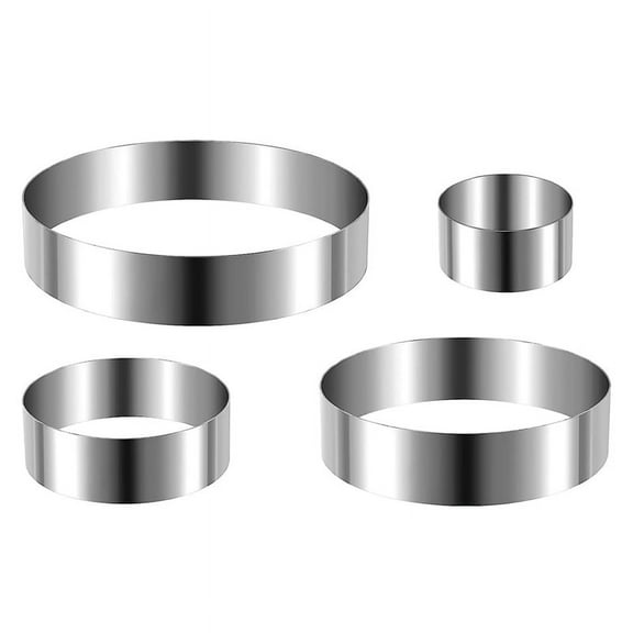 Round Cake Ring Set 4/6/8/10 Inch Biscuit Cutter Circle Cookie Cake Mold Stainless Steel Pastry Ring for Baking
