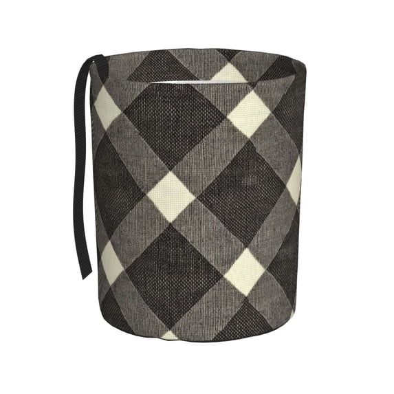 Round Car Trash Can 7×5.9in Waterproof, Durable, Not Easy To Fade, Easy To Install And Disassemble To Prevent Interior Pollution Argyle Plaid Dimgray_95746_3