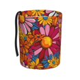 thumbnail image 1 of Round Car Trash Can 7×5.9in Waterproof, Durable, Not Easy To Fade, Easy To Install And Disassemble To Prevent Interior Pollution Colorful Floral Pattern Groovy Flowers (3), 1 of 7