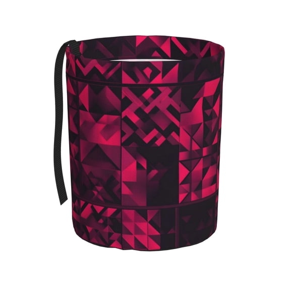 Round Car Trash Can 7×5.9in Waterproof, Durable, Not Easy To Fade, Easy To Install And Disassemble To Prevent Interior Pollution Darkmagenta Geometric Patterns_1