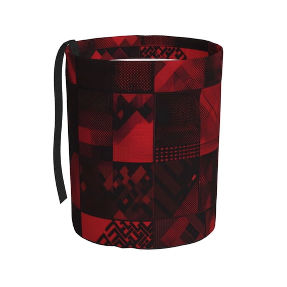 Round Car Trash Can 7×5.9in Waterproof, Durable, Not Easy To Fade, Easy To Install And Disassemble To Prevent Interior Pollution Darkred Geometric Patterns_2