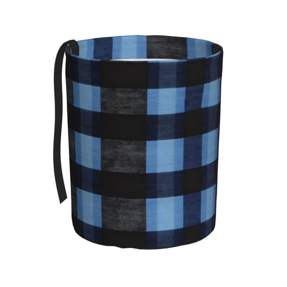 Round Car Trash Can 75.9in Waterproof, Durable, Not Easy To Fade, Easy To Install And Disassemble To Prevent Interior Pollution Darkslateblue Buffalo Plaid Check Tartan Scotland_3
