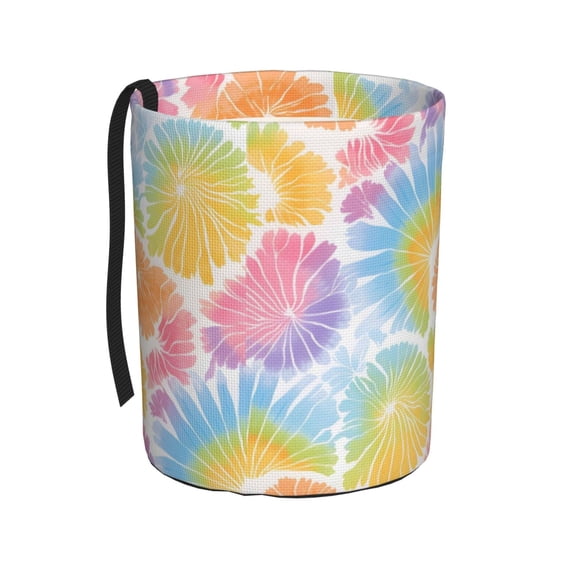 Round Car Trash Can 7×5.9in Waterproof, Durable, Not Easy To Fade, Easy To Install And Disassemble To Prevent Interior Pollution Lightslategray Tie-Dye Background Vibrant Colors And Swirling (2)