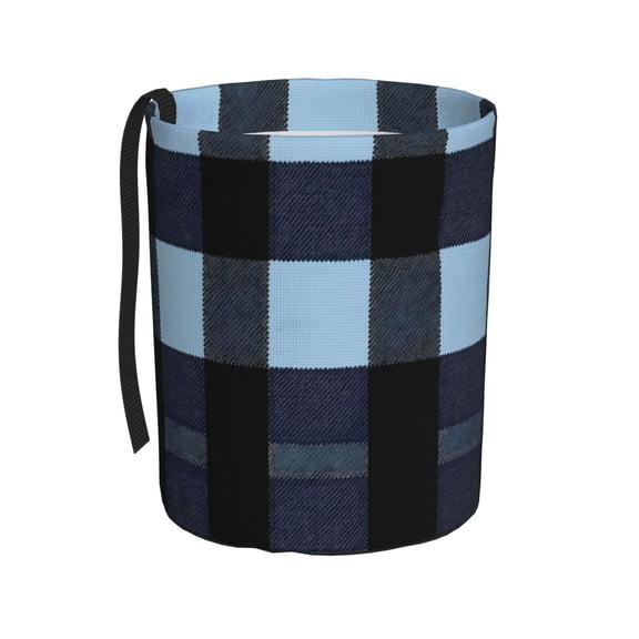 Round Car Trash Can 75.9in Waterproof, Durable, Not Easy To Fade, Easy To Install And Disassemble To Prevent Interior Pollution Midnightblue Buffalo Plaid Check Tartan Scotland_2