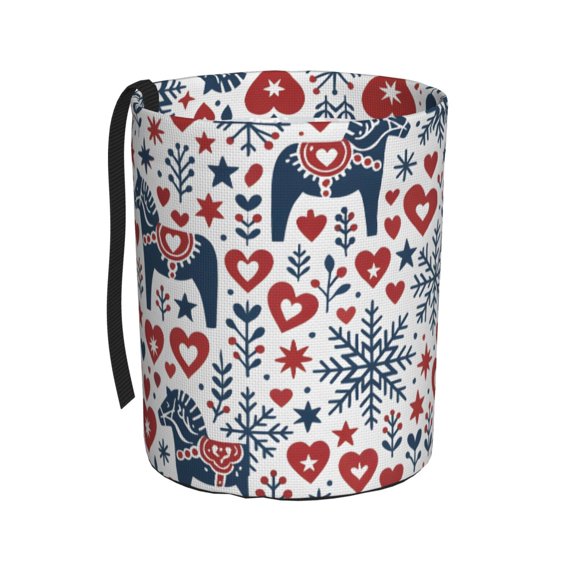 Round Car Trash Can 75.9in Waterproof, Durable, Not Easy To Fade, Easy To Install And Disassemble To Prevent Interior Pollution Nordic Folk Art Christmas Pattern