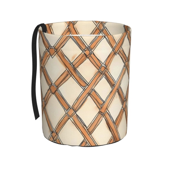 Round Car Trash Can 7×5.9in Waterproof, Durable, Not Easy To Fade, Easy To Install And Disassemble To Prevent Interior Pollution Sandybrown Moroccan Trellis Hand-Drawn Sketch_3