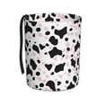 thumbnail image 1 of Round Car Trash Can 7×5.9in Waterproof, Durable, Not Easy To Fade, Easy To Install And Disassemble To Prevent Interior Pollution Simple Cow Print Pattern White Background, Pink And White_1, 1 of 7