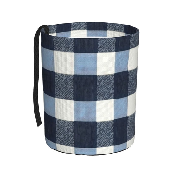 Round Car Trash Can 75.9in Waterproof, Durable, Not Easy To Fade, Easy To Install And Disassemble To Prevent Interior Pollution Slateblue Buffalo Plaid Check Tartan Scotland_2