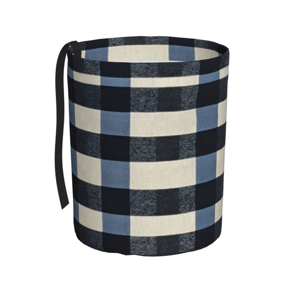 Round Car Trash Can 75.9in Waterproof, Durable, Not Easy To Fade, Easy To Install And Disassemble To Prevent Interior Pollution Slateblue Buffalo Plaid Check Tartan Scotland_1