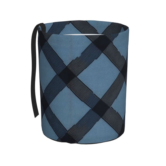Round Car Trash Can 75.9in Waterproof, Durable, Not Easy To Fade, Easy To Install And Disassemble To Prevent Interior Pollution Slateblue Buffalo Plaid Check Tartan Scotland_4