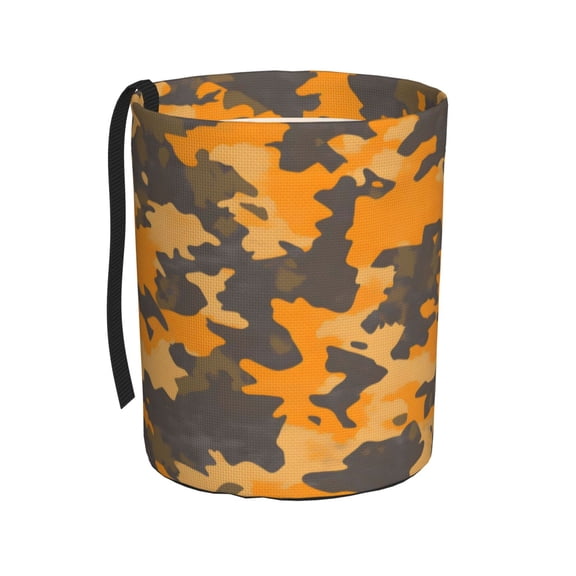 Round Car Trash Can 75.9in Waterproof, Durable, Not Easy To Fade, Easy To Install And Disassemble To Prevent Interior Pollution Texture Camo Army Orange_2