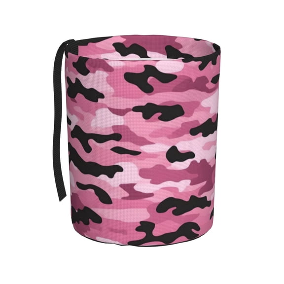 Round Car Trash Can 75.9in Waterproof, Durable, Not Easy To Fade, Easy To Install And Disassemble To Prevent Interior Pollution Texture Military Camouflage Pattern Abstract Pink_2