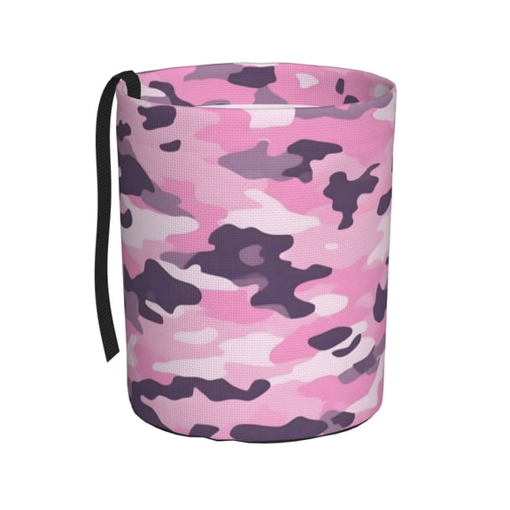 Round Car Trash Can 75.9in Waterproof, Durable, Not Easy To Fade, Easy To Install And Disassemble To Prevent Interior Pollution Texture Military Camouflage Pattern Abstract Pink_3
