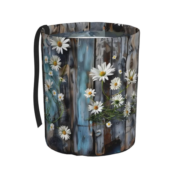 Round Car Trash Can 75.9in Waterproof, Durable, Not Easy To Fade, Easy To Install And Disassemble To Prevent Interior Pollution Turquoise Wood Farmhouse Sunflowers (2)