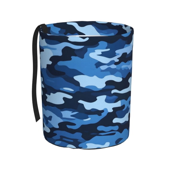 Round Car Trash Can 75.9in Waterproof, Durable, Not Easy To Fade, Easy To Install And Disassemble To Prevent Interior Pollution Vector Camouflage Pattern Blue_1