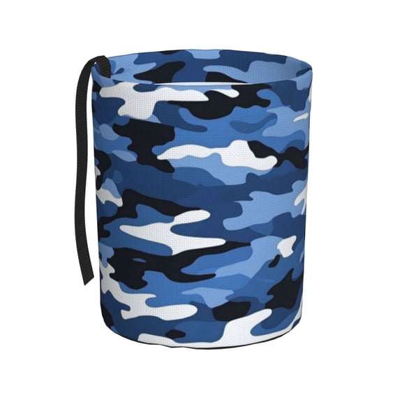 Round Car Trash Can 75.9in Waterproof, Durable, Not Easy To Fade, Easy To Install And Disassemble To Prevent Interior Pollution Vector Camouflage Pattern Blue_2