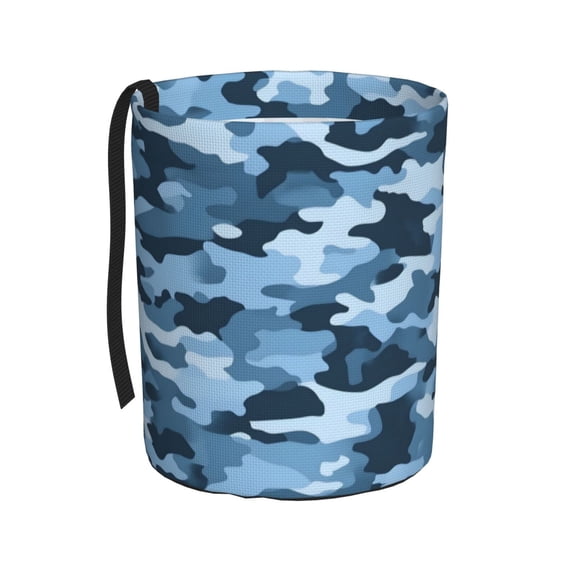 Round Car Trash Can 75.9in Waterproof, Durable, Not Easy To Fade, Easy To Install And Disassemble To Prevent Interior Pollution Vector Camouflage Pattern Blue_3