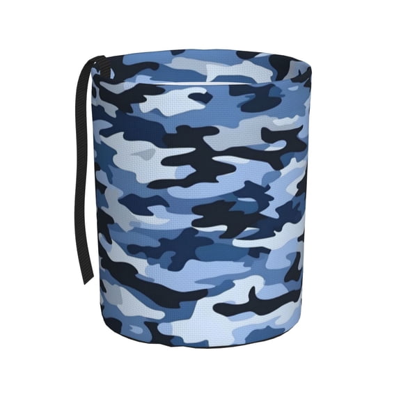 Round Car Trash Can 75.9in Waterproof, Durable, Not Easy To Fade, Easy To Install And Disassemble To Prevent Interior Pollution Vector Camouflage Pattern Blue_4