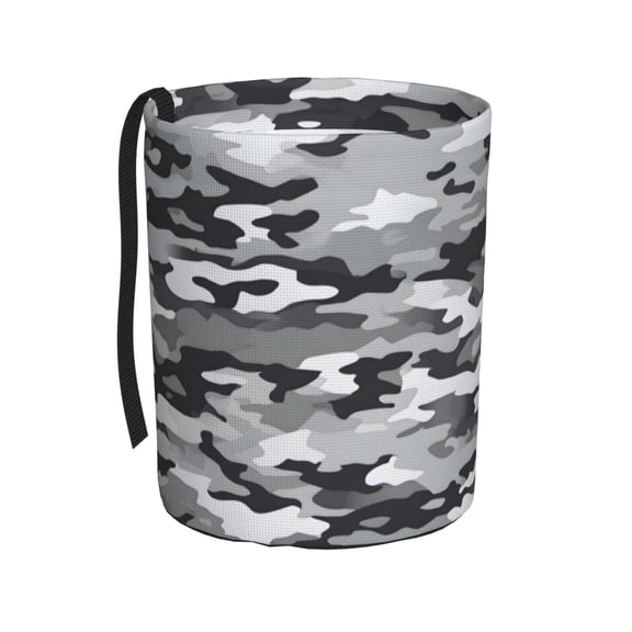 Round Car Trash Can 75.9in Waterproof, Durable, Not Easy To Fade, Easy To Install And Disassemble To Prevent Interior Pollution Vector Camouflage Pattern Gray_1