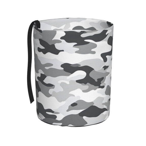 Round Car Trash Can 75.9in Waterproof, Durable, Not Easy To Fade, Easy To Install And Disassemble To Prevent Interior Pollution Vector Camouflage Pattern Gray_2