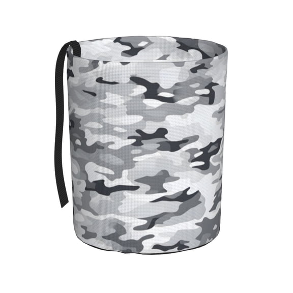 Round Car Trash Can 75.9in Waterproof, Durable, Not Easy To Fade, Easy To Install And Disassemble To Prevent Interior Pollution Vector Camouflage Pattern Gray_3