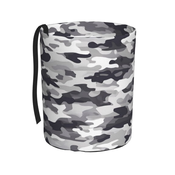 Round Car Trash Can 75.9in Waterproof, Durable, Not Easy To Fade, Easy To Install And Disassemble To Prevent Interior Pollution Vector Camouflage Pattern Gray_4