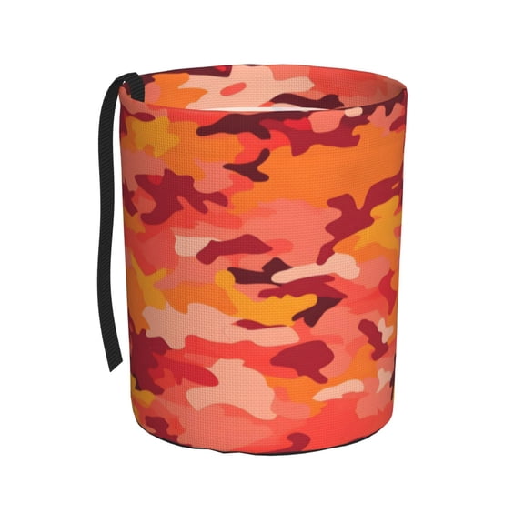 Round Car Trash Can 75.9in Waterproof, Durable, Not Easy To Fade, Easy To Install And Disassemble To Prevent Interior Pollution Vector Camouflage Pattern Orange Red_1