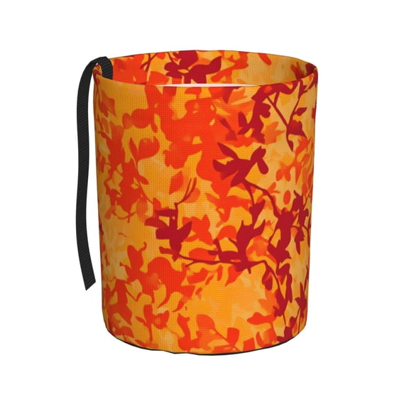 Round Car Trash Can 75.9in Waterproof, Durable, Not Easy To Fade, Easy To Install And Disassemble To Prevent Interior Pollution Vector Camouflage Pattern Orange Red_3