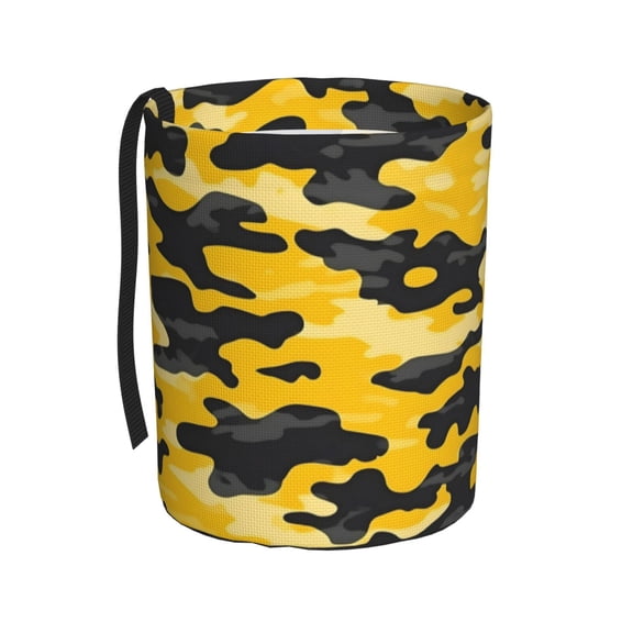 Round Car Trash Can 75.9in Waterproof, Durable, Not Easy To Fade, Easy To Install And Disassemble To Prevent Interior Pollution Vector Camouflage Pattern Yellow_3