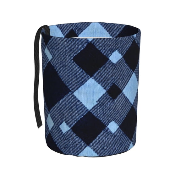 Round Car Trash Can 75.9in Waterproof, Durable, Not Easy To Fade, Easy To Install And Disassemble To Prevent Interior Pollution Argyle Plaid Blue_3