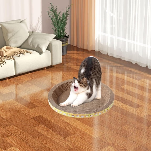 Round Cardboard Cat Scratcher, Bowl Shape For Claw Grinding, Indoor Use, Large, For All Cats