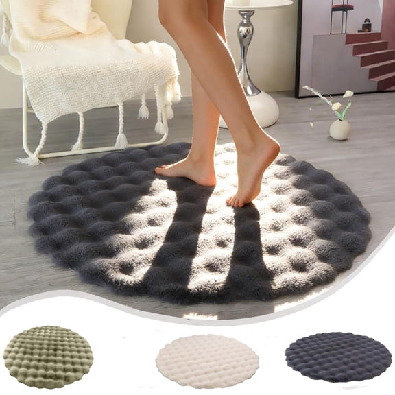 Round Carpet, 27.5 Inch Sofa Round Floor Mat Featuring Plush Faux Fur Material for Living Room and Bedroom, Contemporary Entryway Rug and Comfortable Doormat for Home Decoration Blahzhy