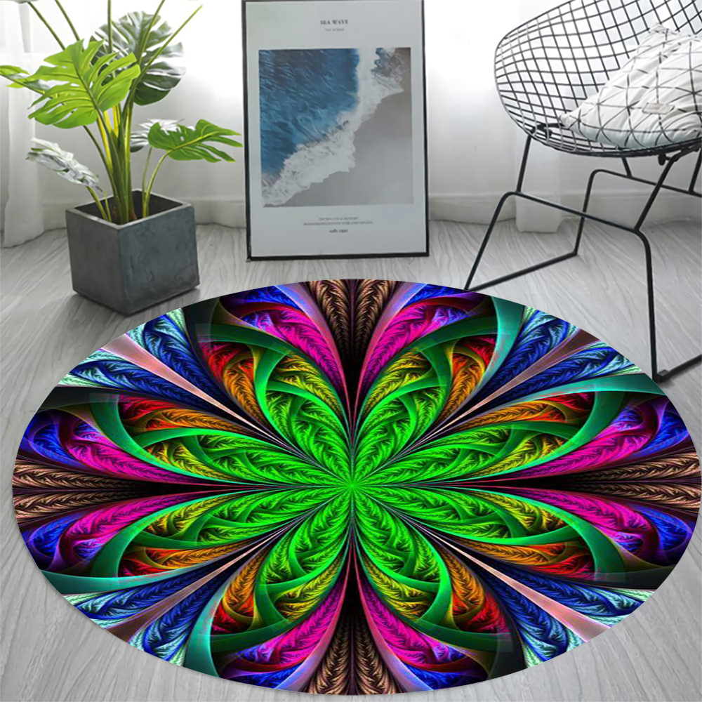 Round Carpet Bohemian Gorgeous Pattern 3D Printed Flannel Floor Mat Rug ...