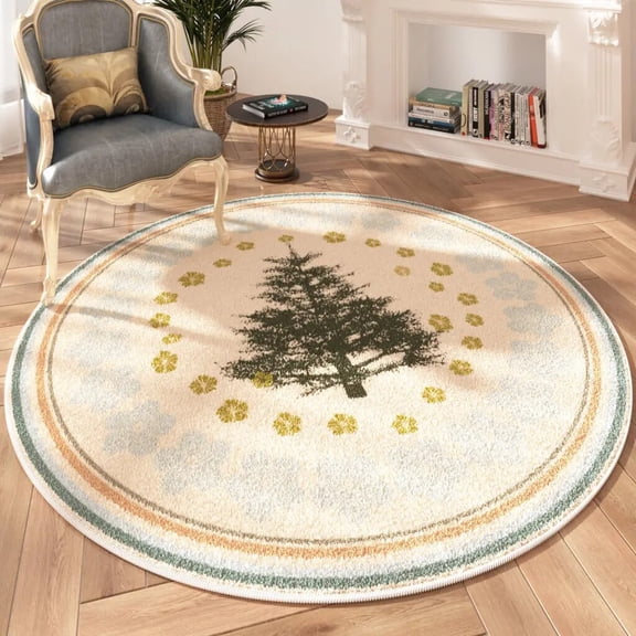 Round Carpet Living Room Coffee Table Large Rug Lint-free Non-slip Bathroom Nordic Ins Simple Hand-painted Style r Mat