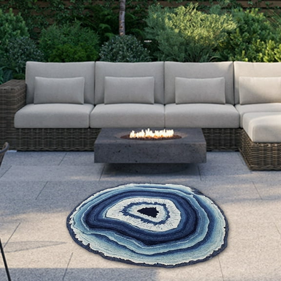 Round Carpet Mat, Kadlawus Round Carpet Mat, Tree Ring Design Washable Rug for Bedroom, Living Room, Balcony, Non Slip, Low Pile, Indoor Outdoor Use, Modern Home Decor