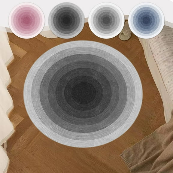 Round Carpet | Non Slip Area Rug | Soft Soundproof Polyester Floor Mat, Absorbent, Easy Clean, Bedroom Living Room Sofa Coffee Table, Blue Cream Pink Gray, 15.7 in