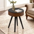 thumbnail image 1 of Round Carved Side Table Wood End Table Living Room Small Coffee Tables (Brown Edge Small), 1 of 6