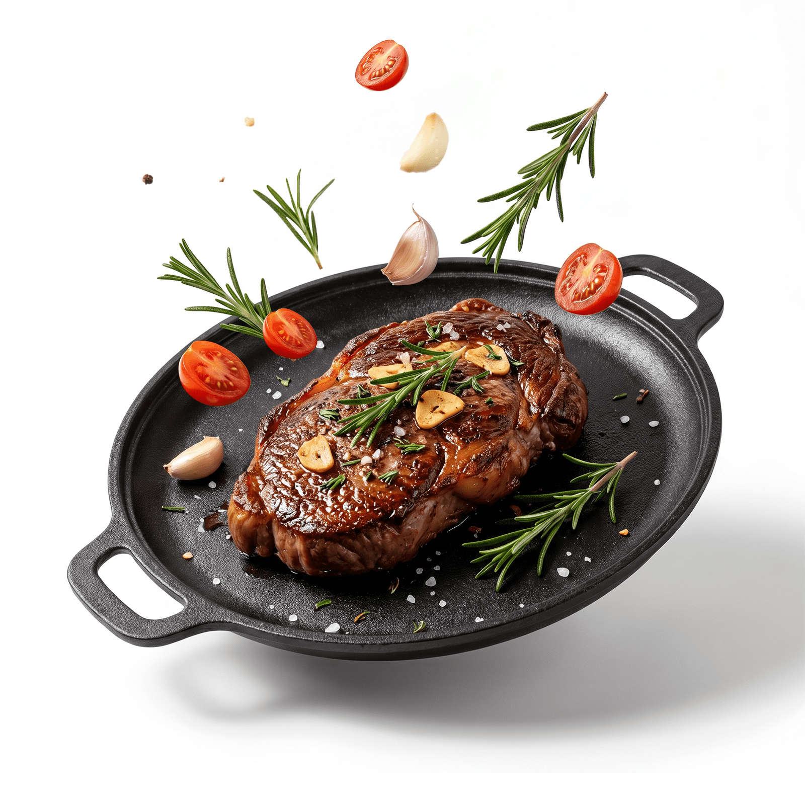 Round Cast Iron Skillet, TAIMASI 12'' Pre-Seasoned Cast Iron Frying Pan with Dual Handle, Oven Safe Pizza Pan for Grill,