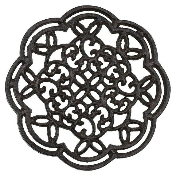 Round Cast Iron Trivet Iron Heat-Insulation Trivet Non- Potholders Vintage Pattern for Kitchen Dining Table Decor