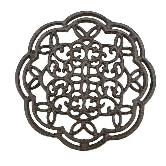Round Cast Iron Trivet Iron Heat-Insulation Trivet Non-Slip Potholders Vintage Pattern mj3298
