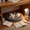 thumbnail image 1 of Round Cat Bed 20 Inch, Faux Fur Pet Cushion with Non-Slip Bottom, Machine Washable All-Season Cozy Sleeping Mat for Cats and Small Dogs, Gray, 1 of 5