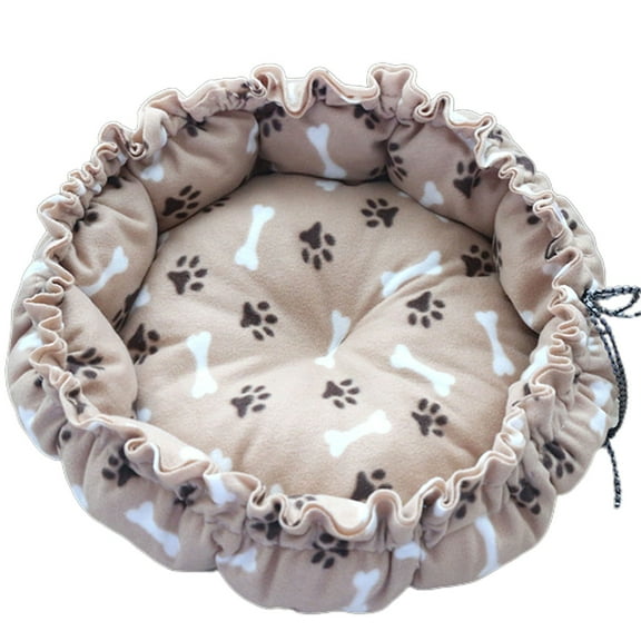 Round Cat Bed Deep Sleeping Bed Dog Cat Winter House Drawstring Design Pet Mat for Kitten Puppy Sleeping Supplies