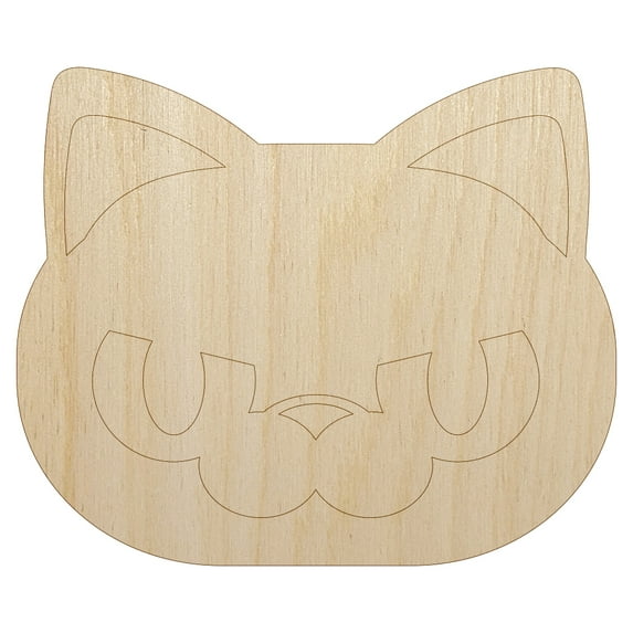 Round Cat Face Angry Wood Shape Unfinished Piece Cutout Craft DIY Projects - 6.25 Inch Size - 1/4 Inch Thick