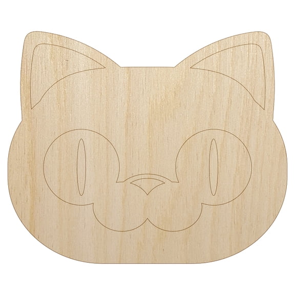 Round Cat Face Excited Wood Shape Unfinished Piece Cutout Craft DIY Projects - 6.25 Inch Size - 1/4 Inch Thick