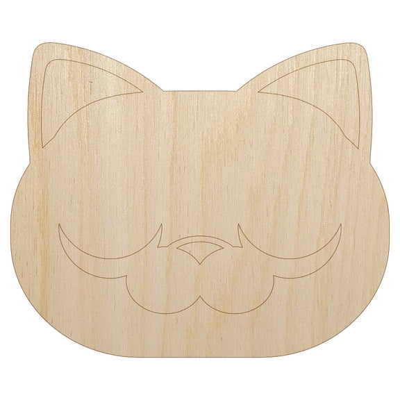 Round Cat Face Sleepy Wood Shape Unfinished Piece Cutout Craft DIY Projects - 6.25 Inch Size - 1/4 Inch Thick