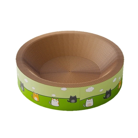 Round Cat Scratcher Cardboard Bowl, Durable Corrugated Scratching Pad Recyclable Cardboard Cat Lounge Bed for Indoor Cats Grinding Claws and Resting, 13.8 Inch Diameter, Green