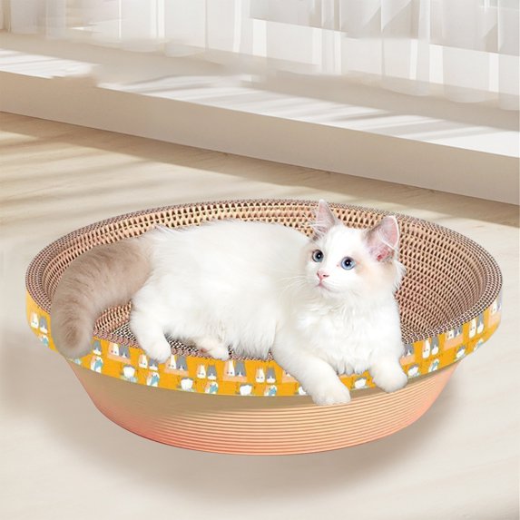 Round Cat Scratcher Cat Scratch Pad Fun and Interactive Indoor Play Cats Scratching Posts Board Cardboard, Oval/Round Cat Scratching Board, Scratch-Resistant Scratching Pad Lounge Bowl Nest