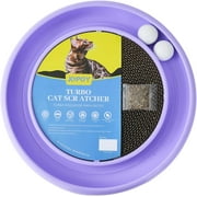 Round Cat Scratcher Pads with Two Cat Scratching Ball,Cat Toys,Scratch Pad with Interactive Spinning Ball for Active Play Kitten Interactive Toy with Ball Track Ball Chasing for Indoor.