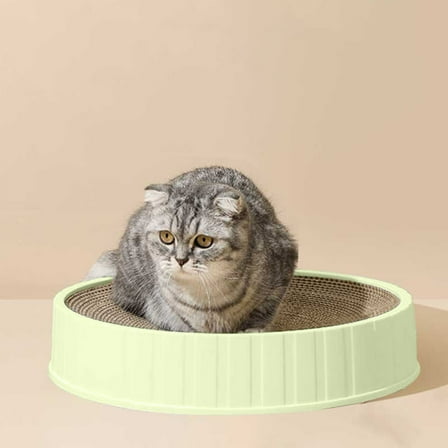Round Cat Scratching Bowl & Bed | 360-Degree Corrugated Cardboard Scratch Pad with Replaceable Insert | Durable Pet Toy for Indoor Cats | 14.57x14.57 Inches